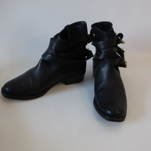 Womens Rupert Sanderson Parnassus Black Strappy Ankle Booties 40 US/9 - Picture 1 of 15